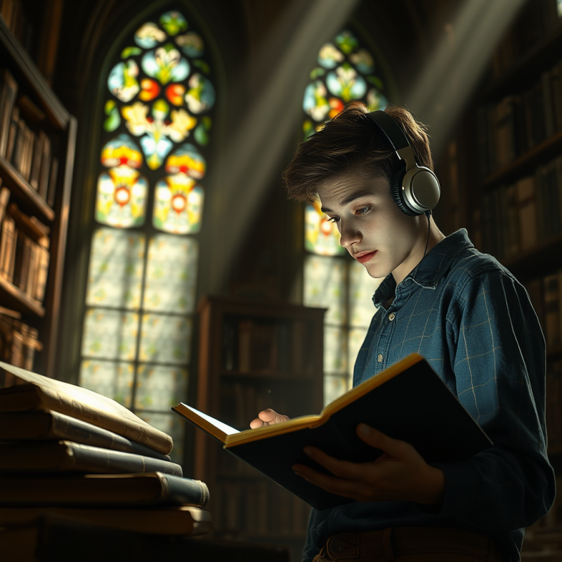 Student in a Dimly Lit