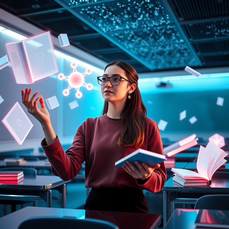 Student in a Futuristic Ai Classroom