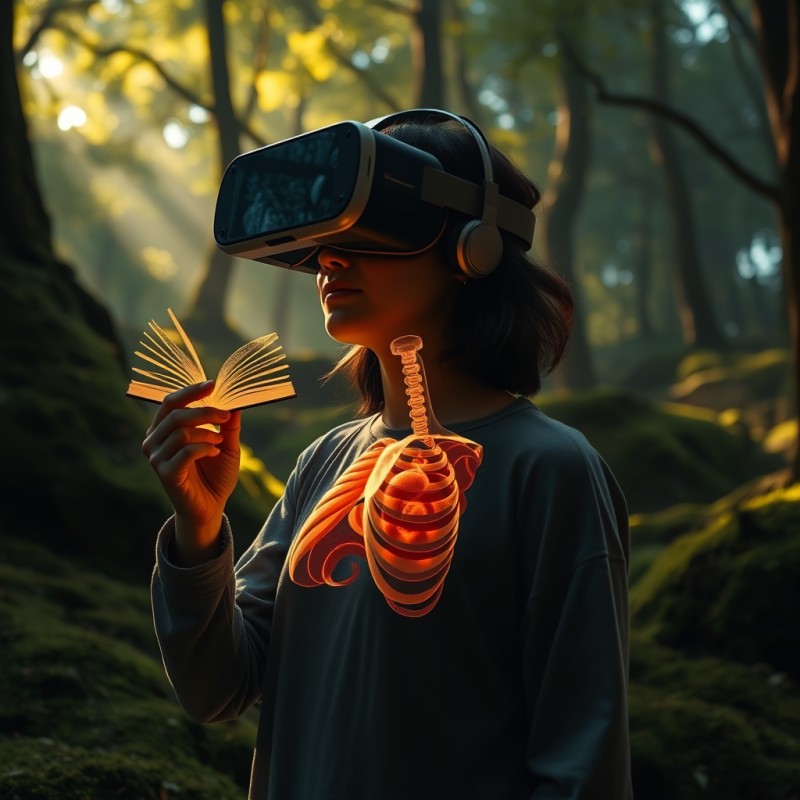 Student in a Moss-covered Forest Clearing