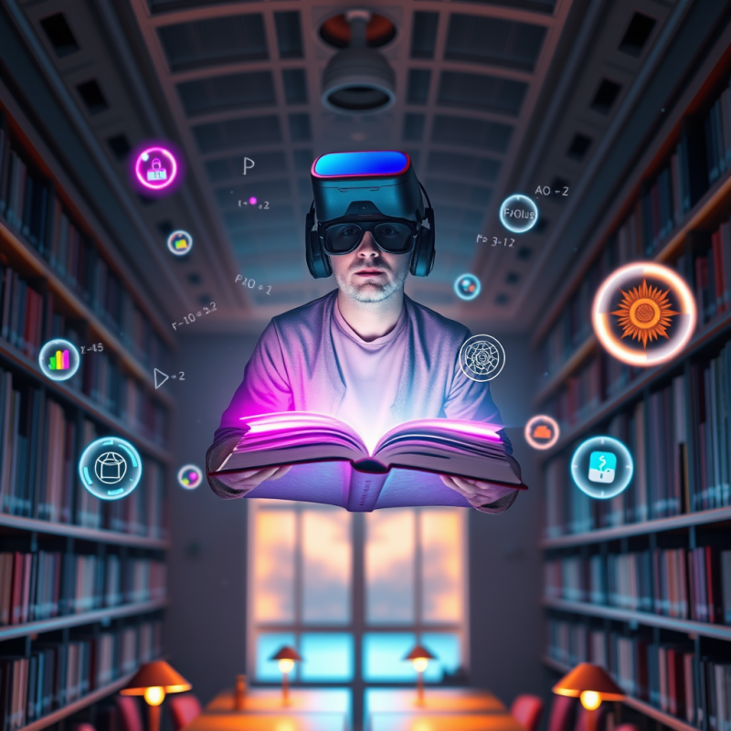 Student in a Neon-pink Vr Headset Floats Mid-air Above ...