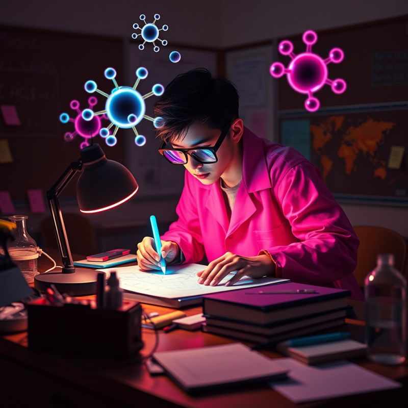 Student Wearing Oversized 80s-style Glasses and a Neon-...