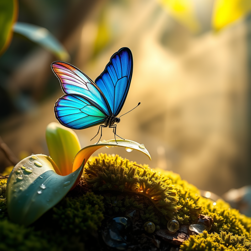Stunning Blue Butterfly with Iridescent Wings
