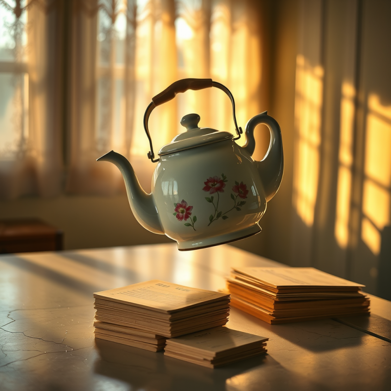 Sun-bleached 1940s Porcelain Teapot with Floral Decals ...