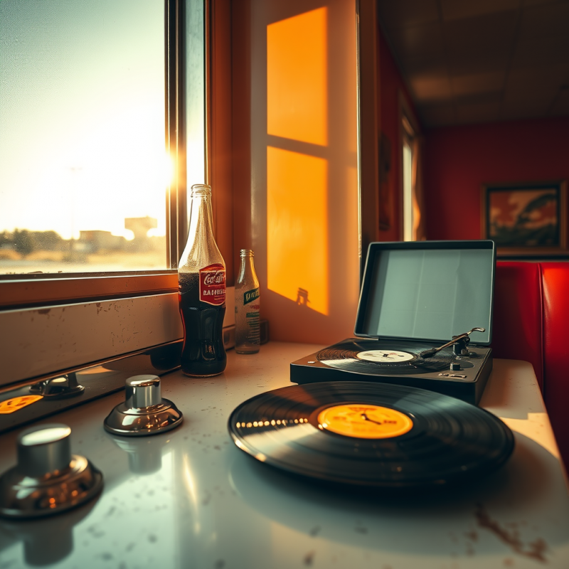 Sun-drenched 1950s Roadside Diner Booth Corner