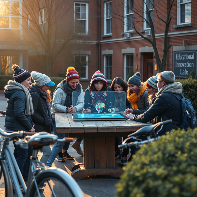 Sunlit College Courtyard at Golden Hour