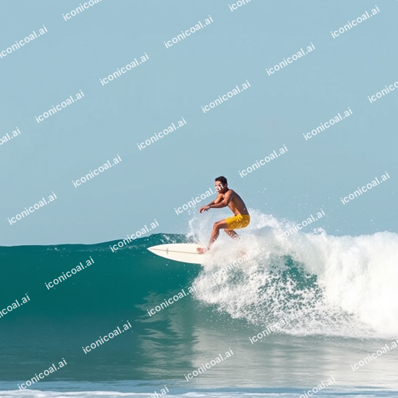 Surfer Riding Wave Ocean Action Sports Adventure