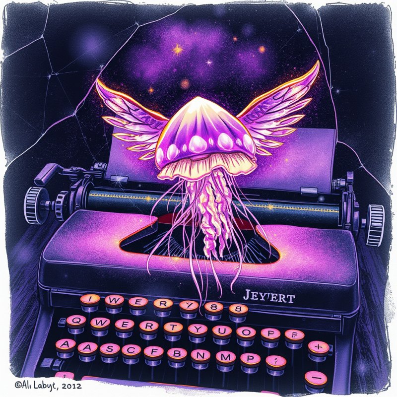 Surreal, Glowing Jellyfish with Wings Emerges from a