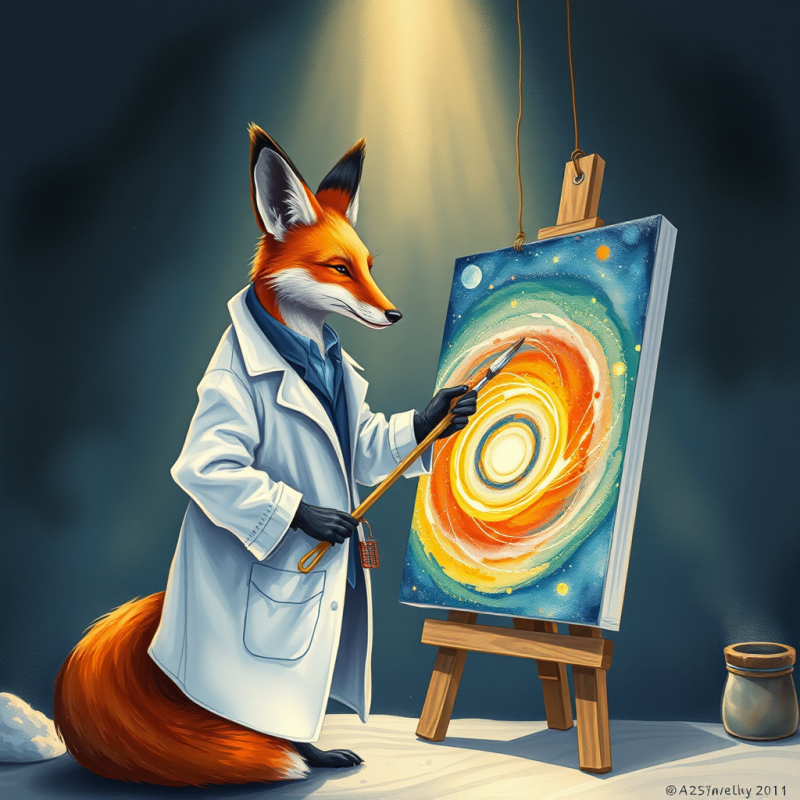 Surreal Hand-drawn Illustration of a Fox Wearing a Lab ...