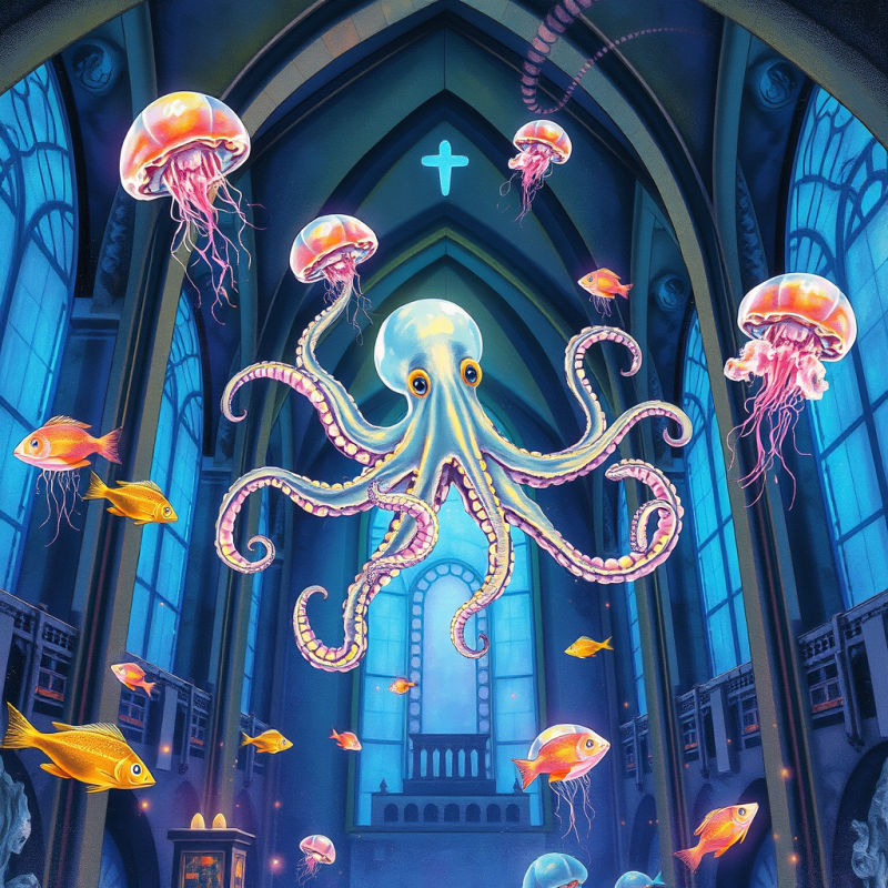 Surreal Hand-drawn Illustration of a Glowing