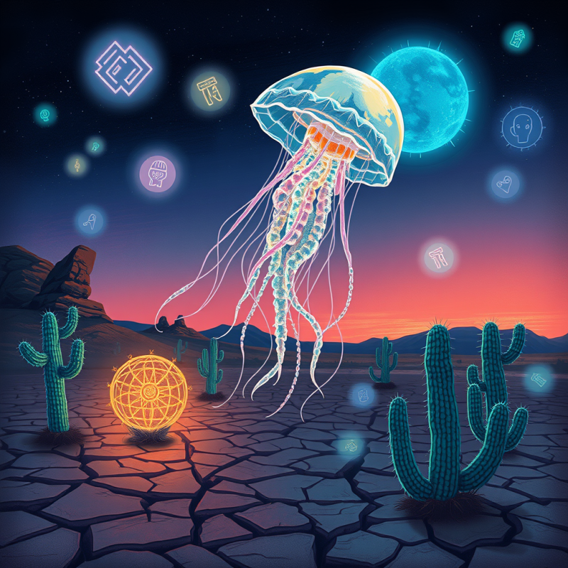 Surreal Hand-drawn Illustration of a Glowing