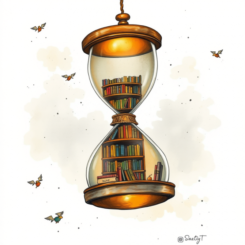 Surreal Illustration of an Hourglass Containing