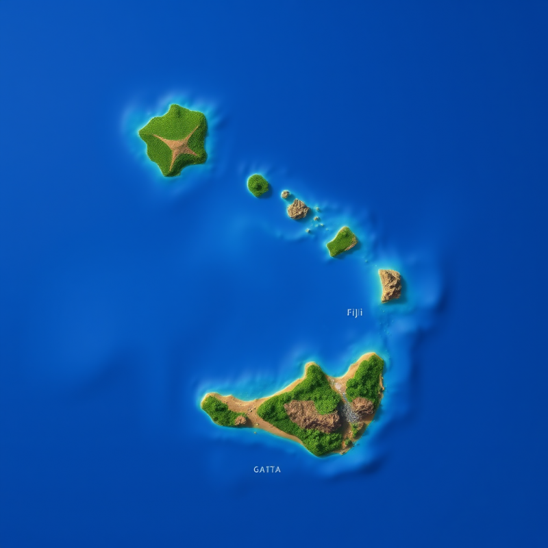 Surreal Island Chain in Vibrant Blue Ocean