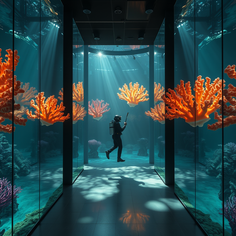 Surreal Underwater Art Installation Where Glowing Coral...
