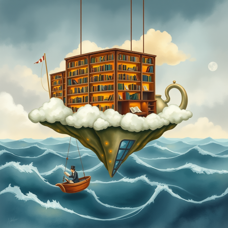 Surreal Watercolor Illustration of a Floating Island Li...