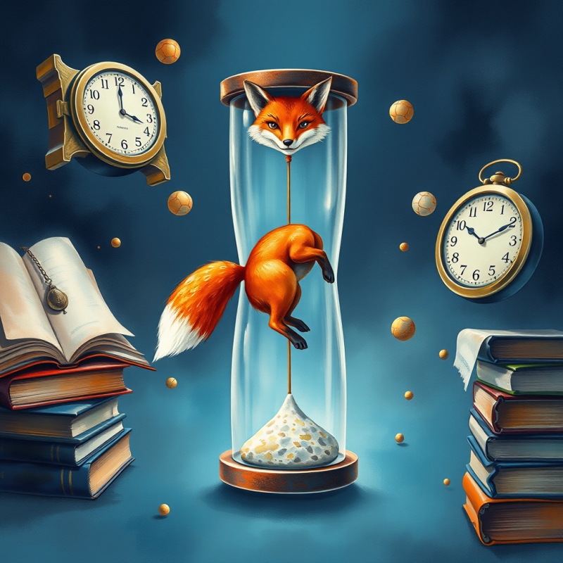 Surreal Watercolor Illustration of a Fox-shaped Pendulu...