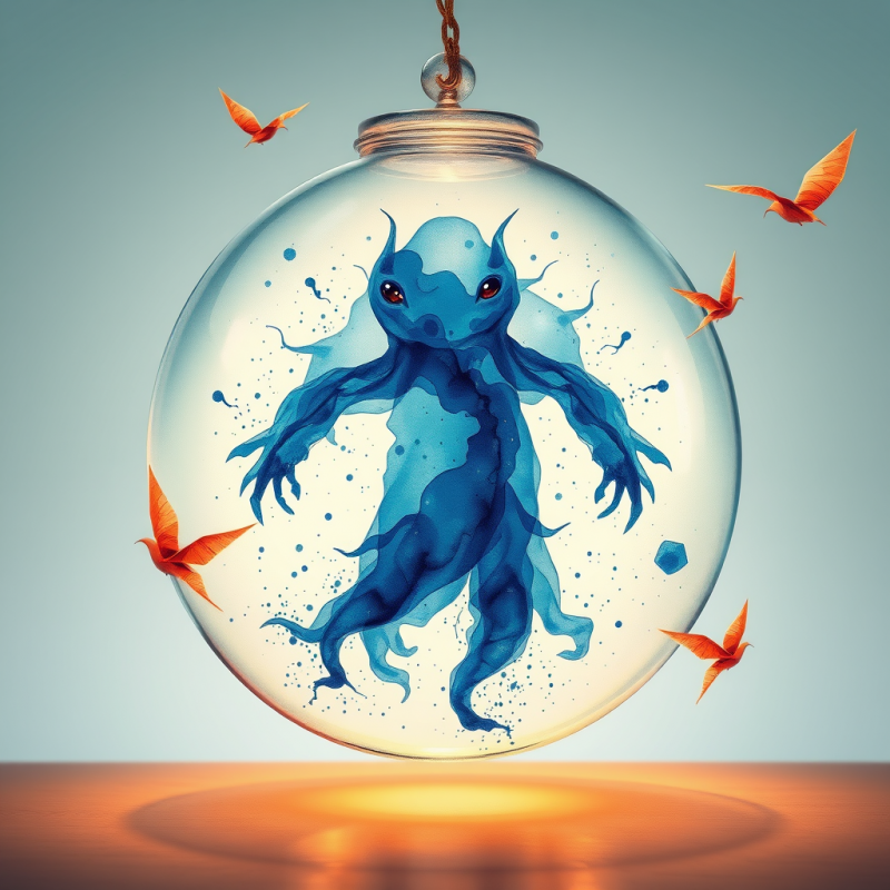 Surreal Watercolor Illustration of a Giant