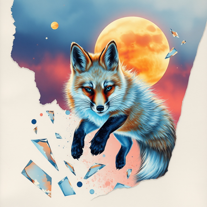 Surreal Watercolor Illustration of a Glowing Neon-blue ...