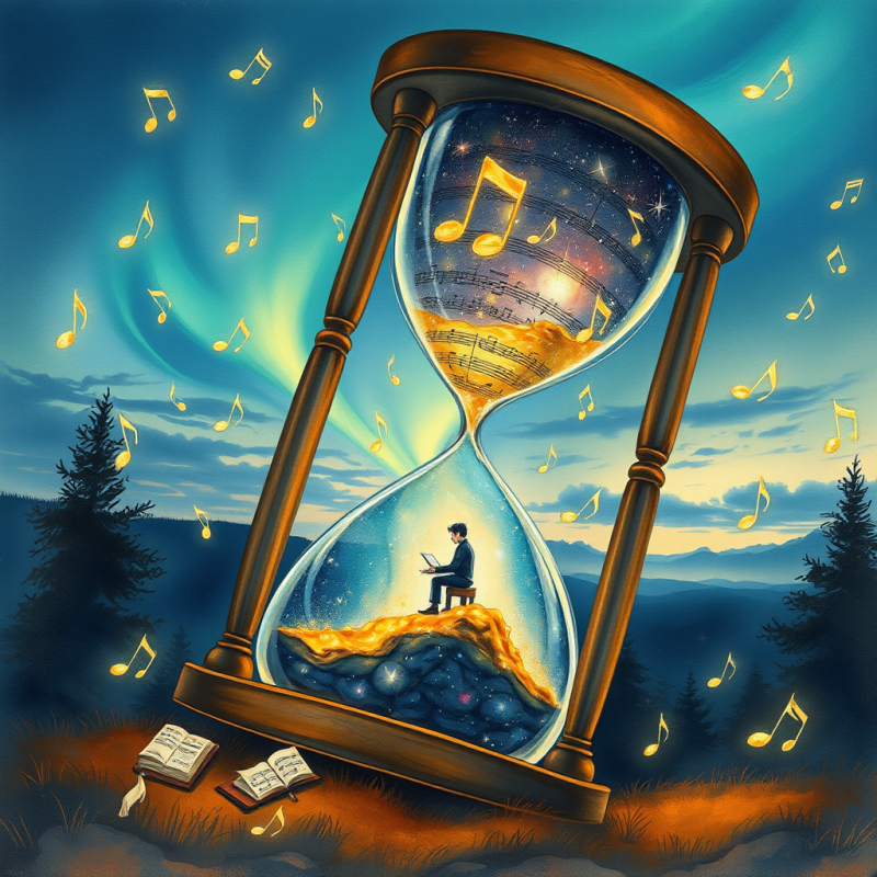 Surreal Watercolor Illustration of a Lone Pianist Float...