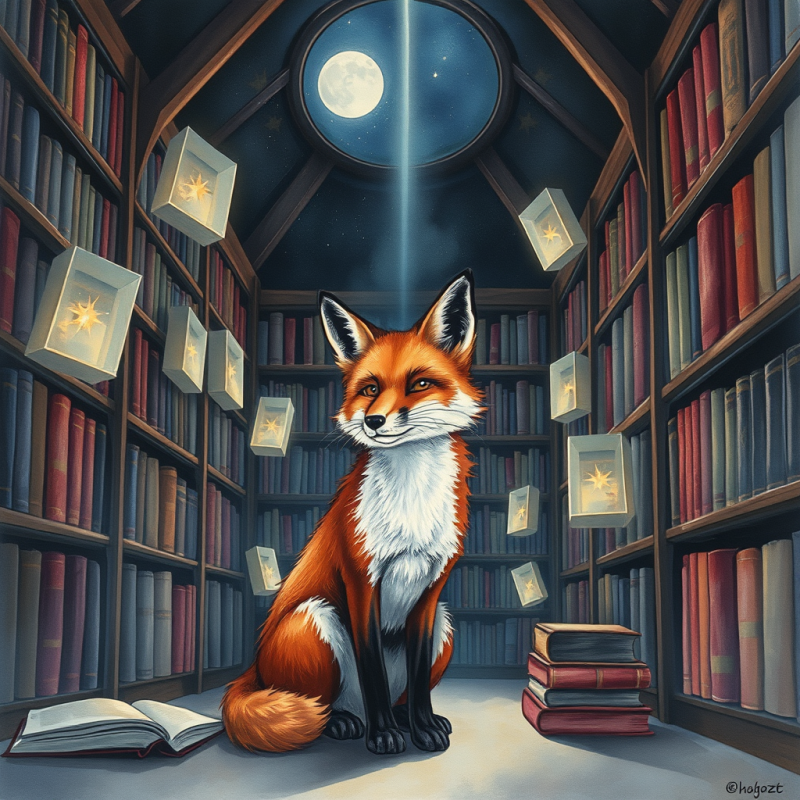 Surreal Watercolor Illustration of a Melancholic Fox In...