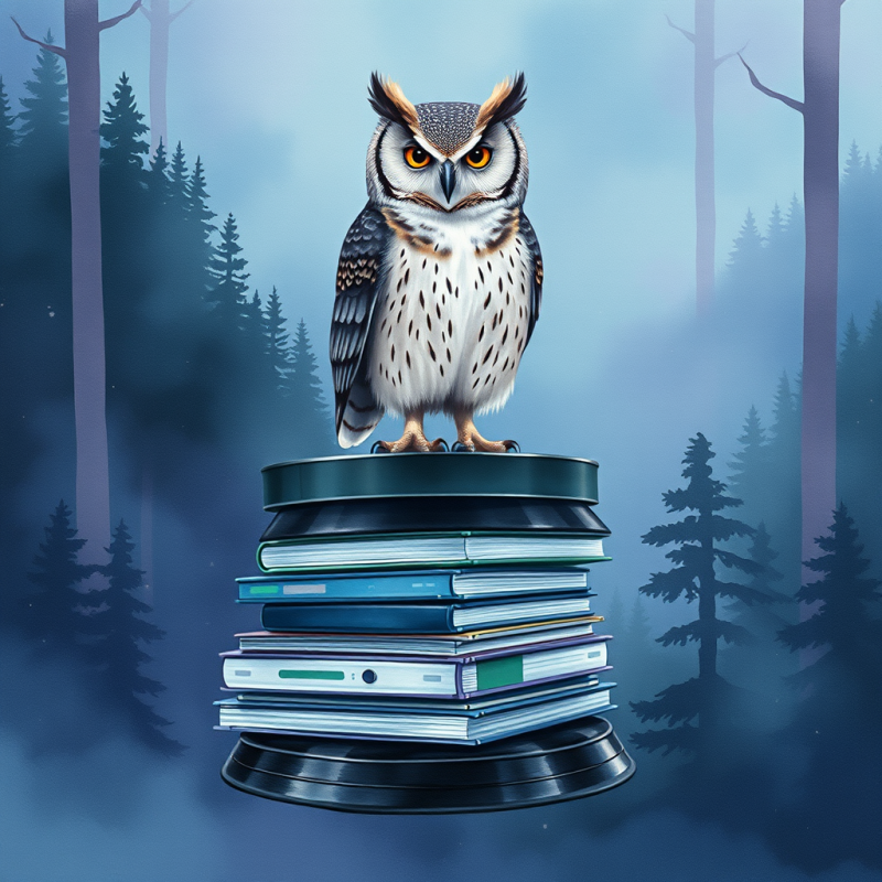 Surreal Watercolor Illustration of a Melancholic Owl Pe...