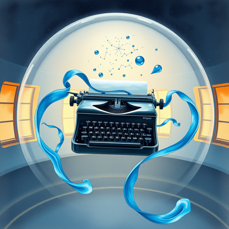 Surreal Watercolor Illustration of a Vintage Typewriter...