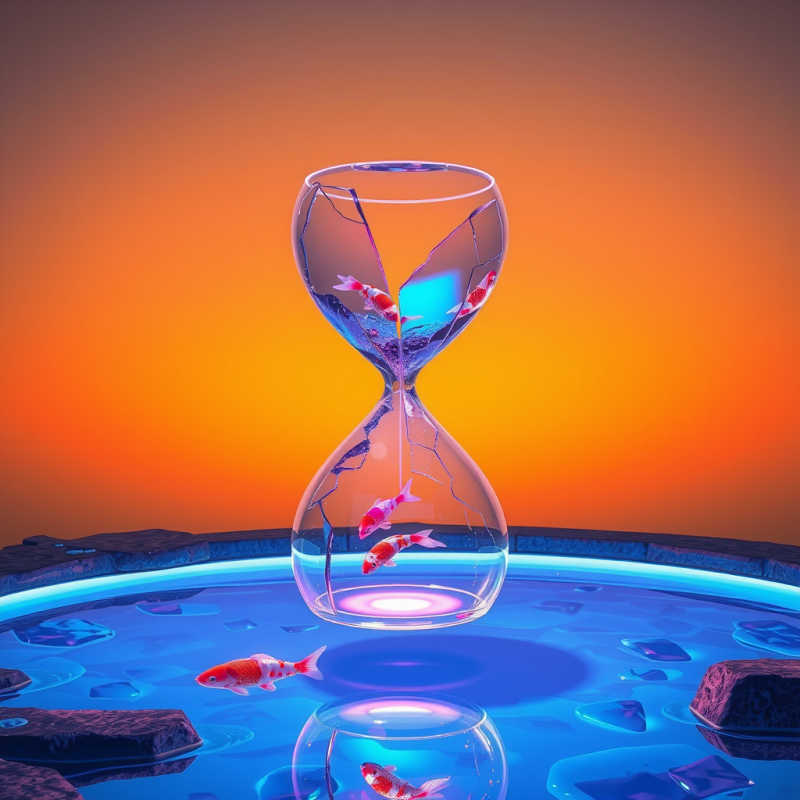 Surrealist Illustration of a Floating Glass Sculpture R...