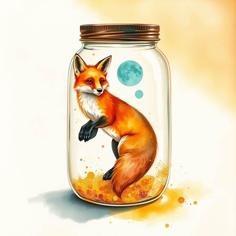 Surrealist Watercolor Illustration of a Fox Made Entire...