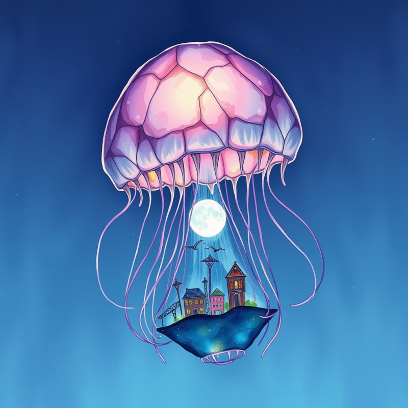 Surrealist Watercolor Illustration of a Giant