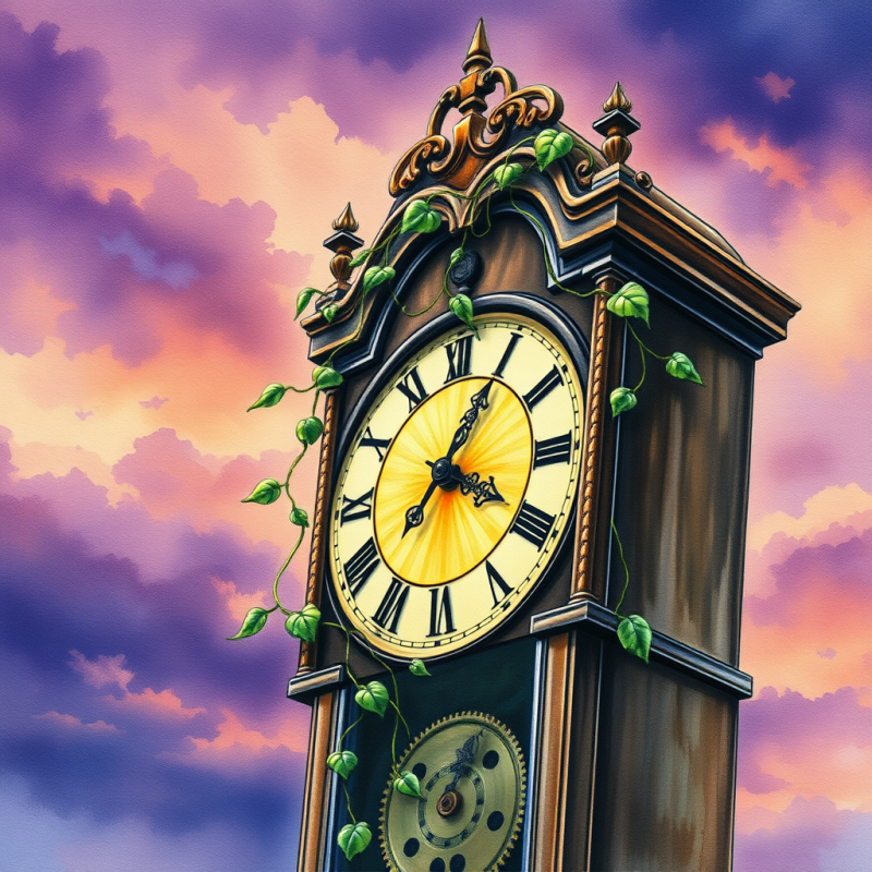 Surrealist Watercolor Illustration of a Melting Grandfa...