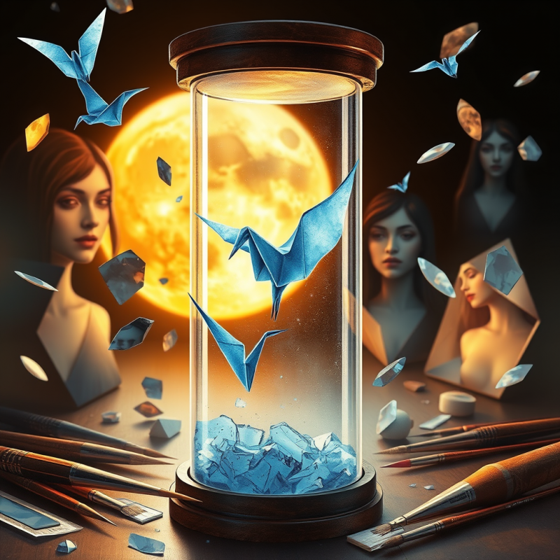 Surrealist Watercolor Illustration of a Translucent Blu...