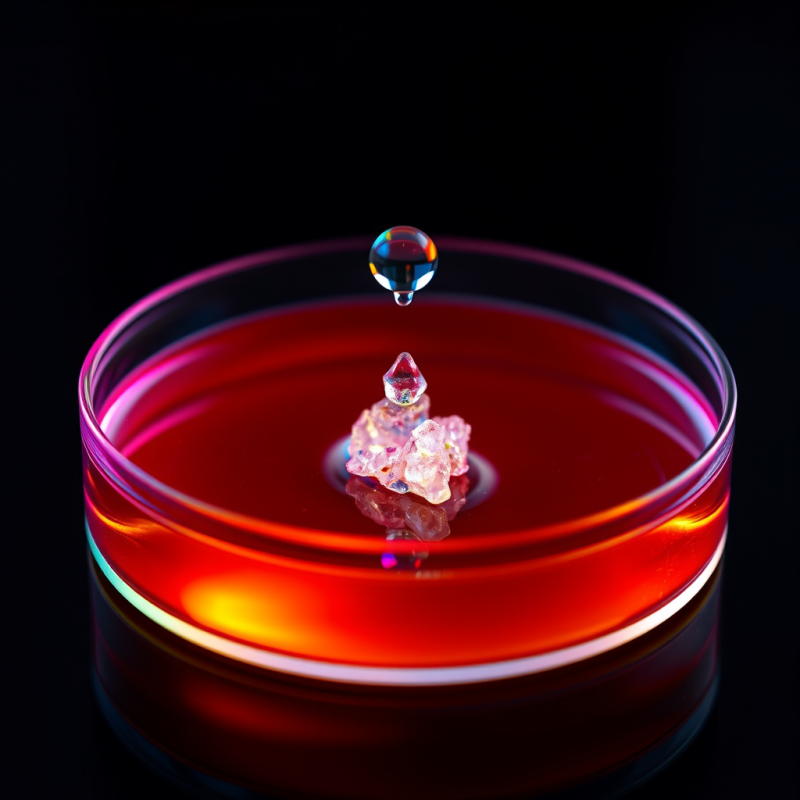 Suspended Water Droplet Hovers Above a Vibrant Red
