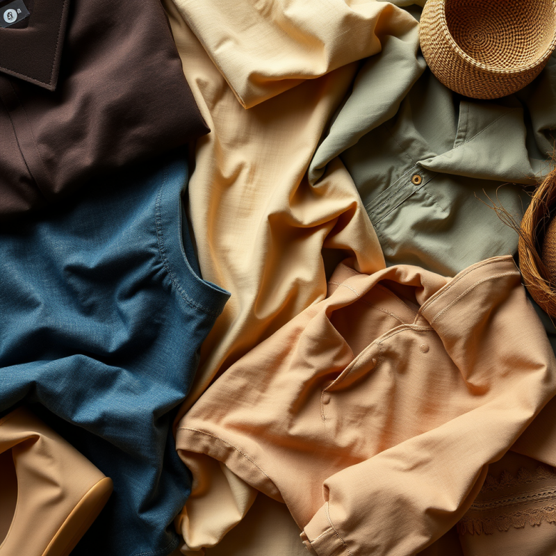 Sustainable Fashion Flat Lay with Earth-toned Natural Fab...