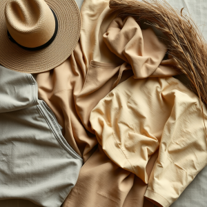 Sustainable Fashion Flat Lay With Earth-toned Natural Fab...