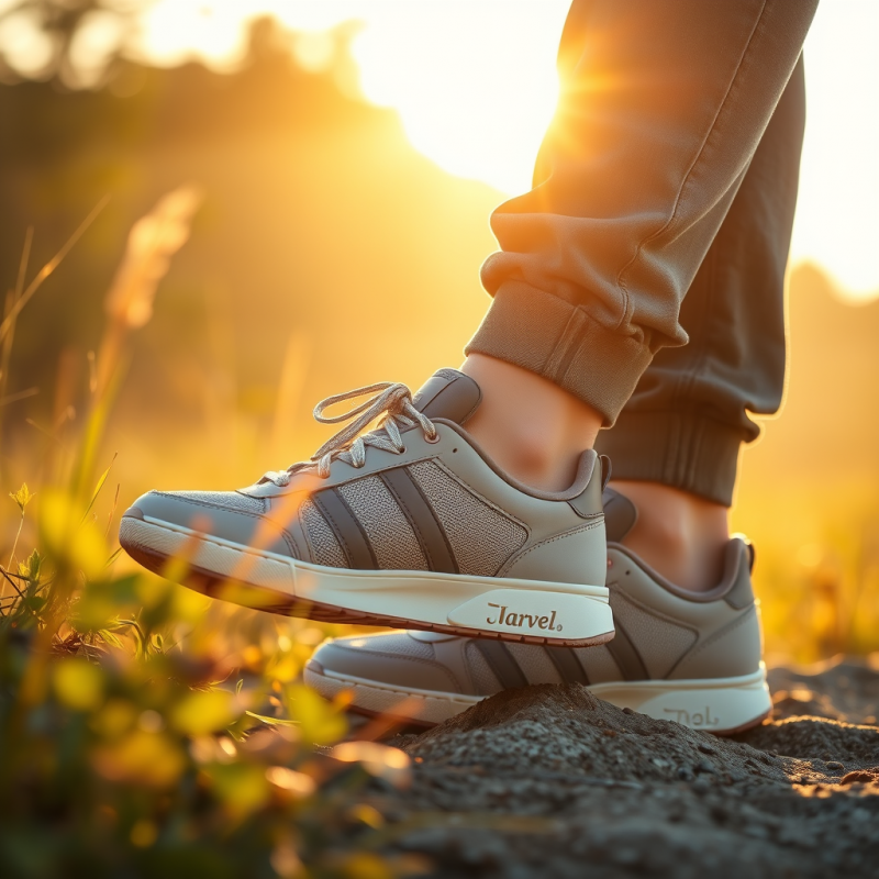 Sustainable Sneakers on Natural Background Eco-friendly F...