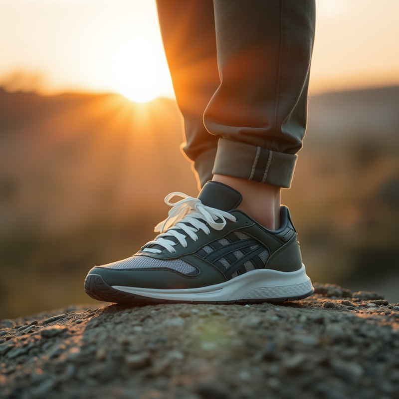 Sustainable Sneakers on Natural Background Eco-friendly F...