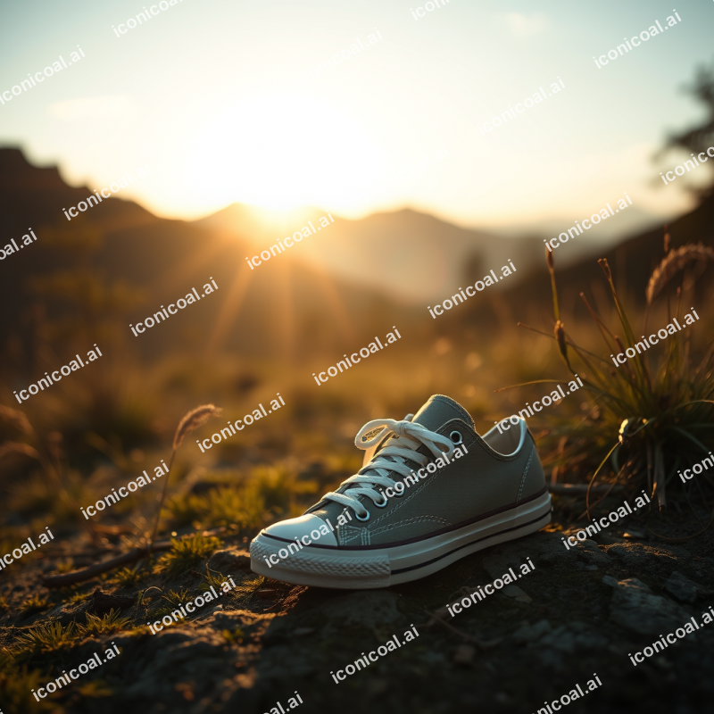 Sustainable Sneakers On Natural Background Eco-friendly F...