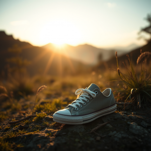 Sustainable Sneakers On Natural Background Eco-friendly F...