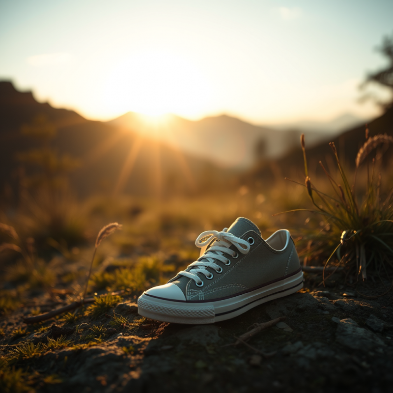 Sustainable Sneakers on Natural Background Eco-friendly F...