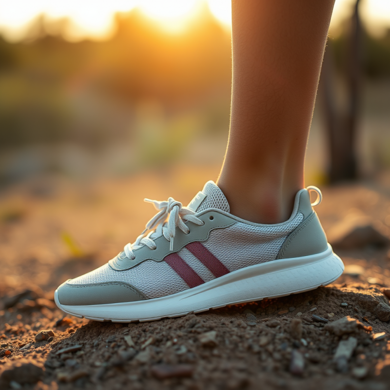 Sustainable Sneakers on Natural Background Eco-friendly F...