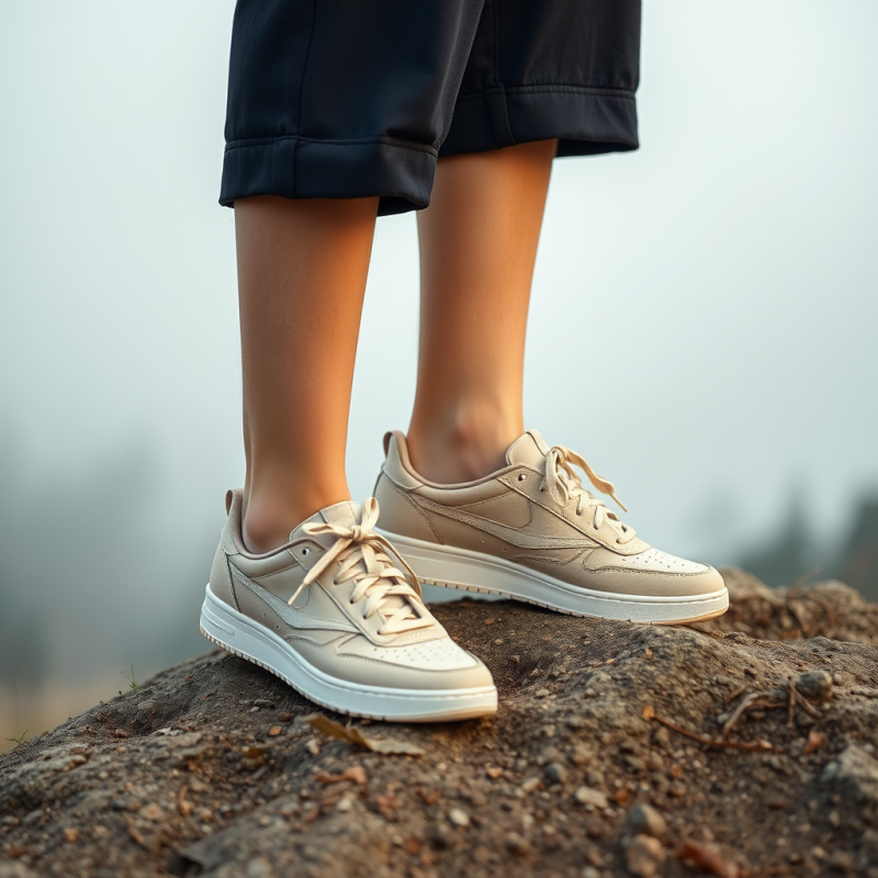 Sustainable Sneakers on Natural Background Eco-friendly F...