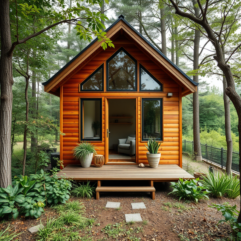 Sustainable Tiny Home Exterior Surrounded by Nature