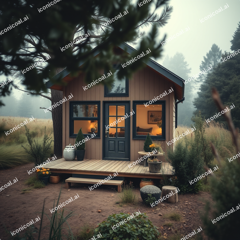 Sustainable Tiny Home Exterior Surrounded By Nature