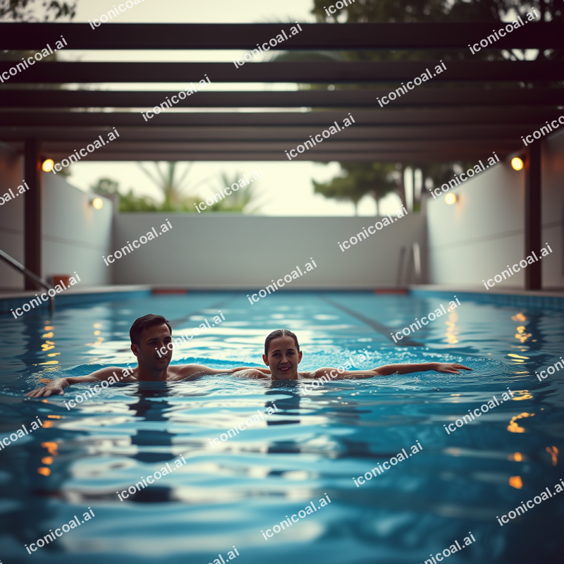 Swimming In Outdoor Pool Healthy Active Lifestyle