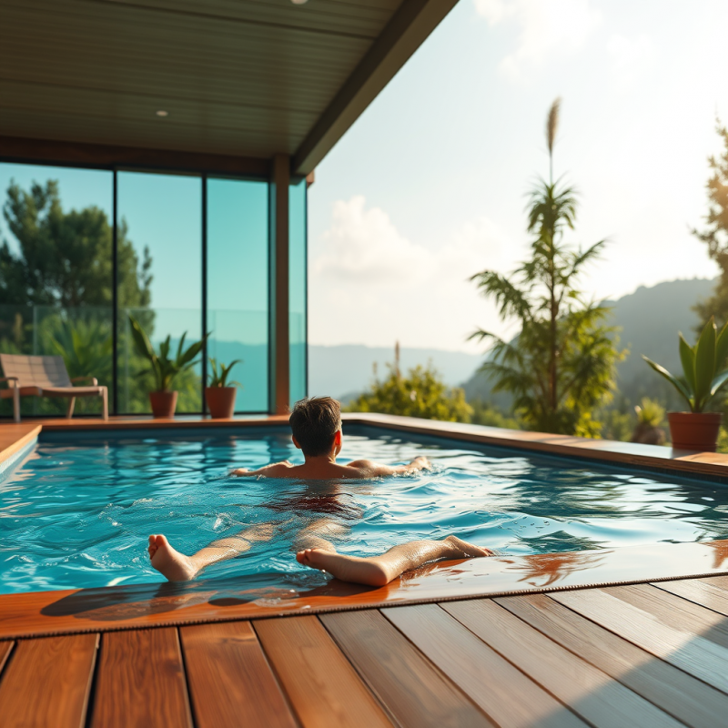 Swimming in Outdoor Pool Healthy Active Lifestyle