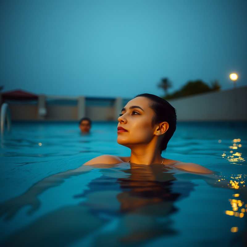 Swimming in Outdoor Pool Healthy Active Lifestyle