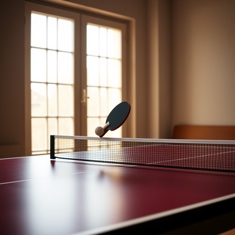 Table Tennis Paddle Striking Ball at High Speed