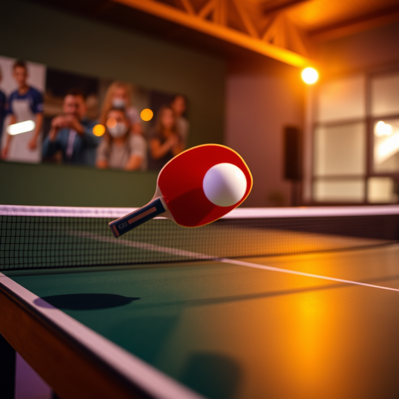 Table Tennis Paddle Striking Ball at High Speed