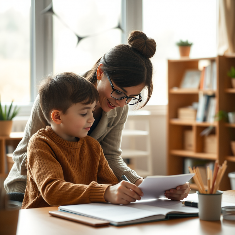 Teacher Helping Student One-on-one Supportive Education M...