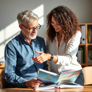 Teacher Helping Student One-on-one Supportive Education M...