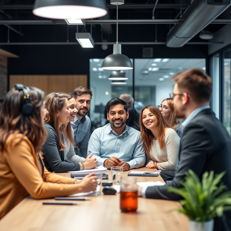 Team of Diverse Colleagues Casual Conversation Break Room